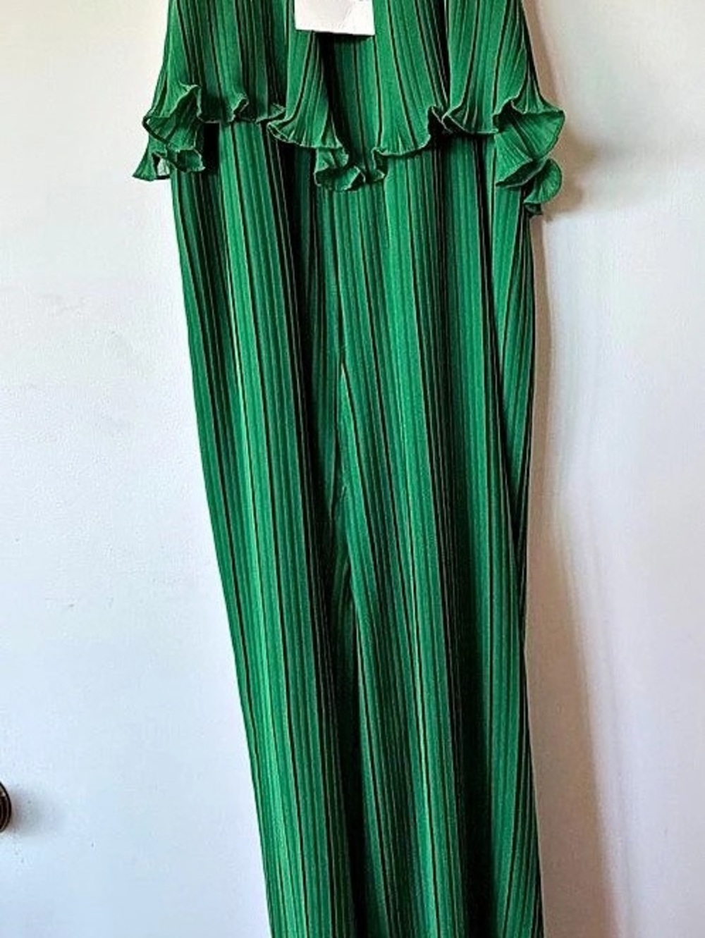 Zara Green Pleated Jumpsuit Jumpsuit Size Large NWT